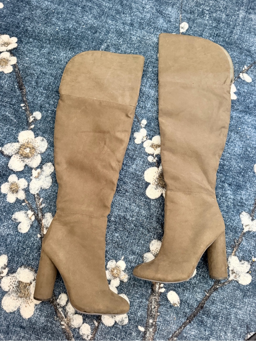 Over-the-Knee Suede Block Heel Boots - 7.5